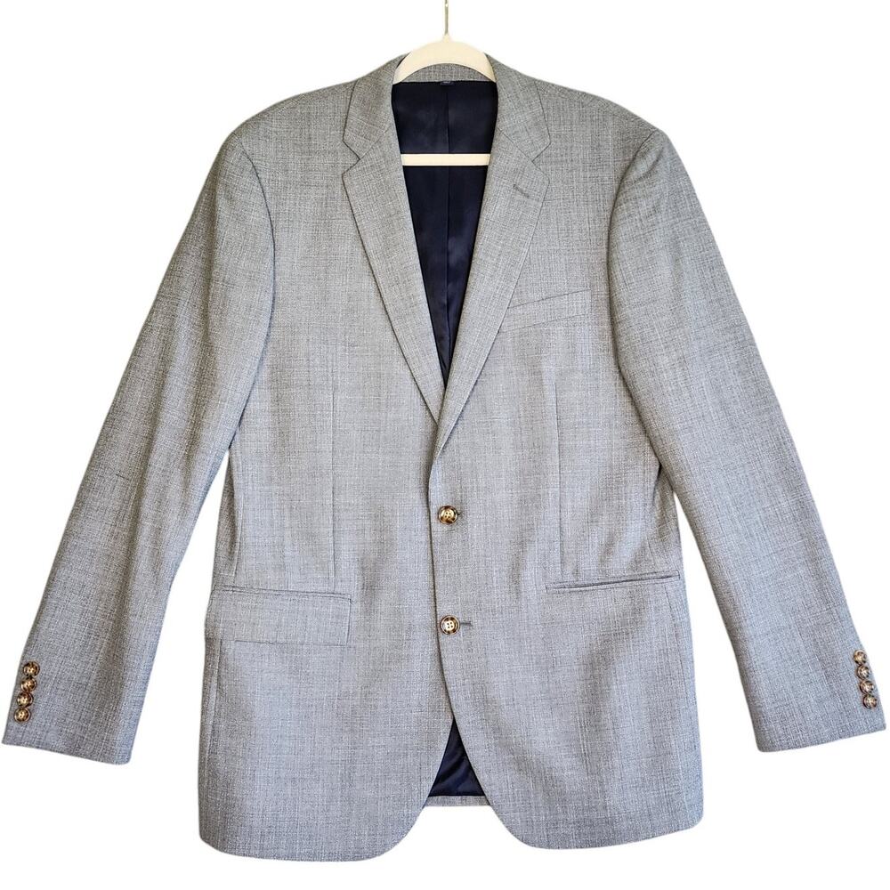 J Crew Factory Mens Classic Fit Thompson Wool Blazer Jacket Size 40L Gray Career